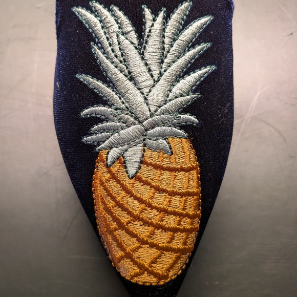 ASOS Navy Pineapple Embroidered Mules UK 4 | US 6 - Picture 3 of 6